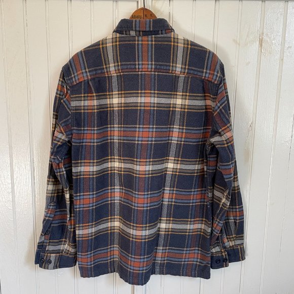 Patagonia Fjord Flannel Shirt Organic Cotton Blue Tan Mens Medium - Picture 2 of 2